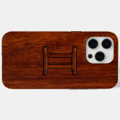 Coques Case-Mate iPhone Symbole Gemini Zodiac sur l'acajou comme décor (Verso (horizontal))