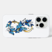 Coques Case-Mate iPhone Symbole Infini de Papillons Morpho Bleus (Verso (horizontal))