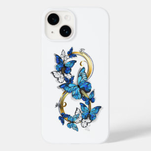Coque Pour iPhone 14 Symbole infini de papillons Morpho bleus