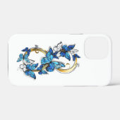 Coques Case-Mate iPhone Symbole Infini de Papillons Morpho Bleus (Verso (horizontal))
