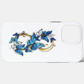 Coques Case-Mate iPhone Symbole infini de papillons Morpho bleus (Verso (horizontal))