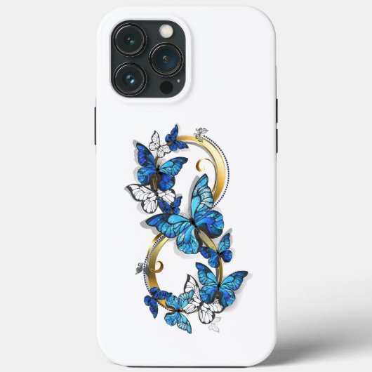 Coques Case-Mate iPhone Symbole infini de papillons Morpho bleus (Verso)
