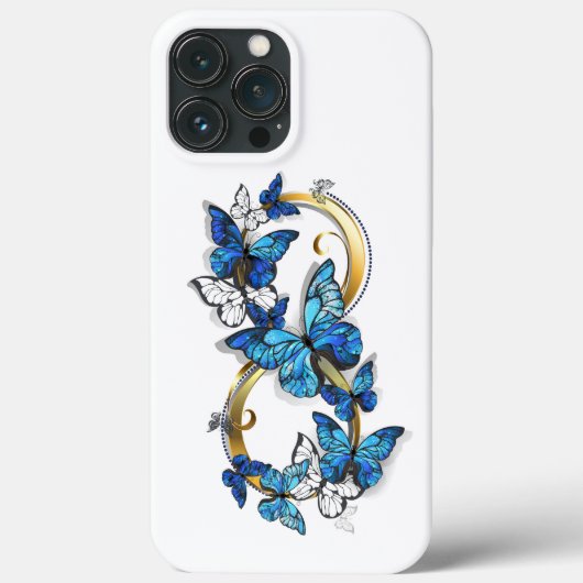 Coques Case-Mate iPhone Symbole infini de papillons Morpho bleus (Verso)