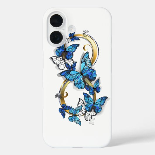 Coques Case-Mate iPhone Symbole infini de papillons Morpho bleus (Verso)