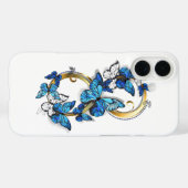 Coques Case-Mate iPhone Symbole infini de papillons Morpho bleus (Verso (horizontal))