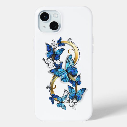 Coques Case-Mate iPhone Symbole Infini de Papillons Morpho Bleus (Verso)