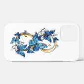 Coques Case-Mate iPhone Symbole Infini de Papillons Morpho Bleus (Verso (horizontal))