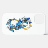 Coques Case-Mate iPhone Symbole infini de papillons Morpho bleus (Verso (horizontal))