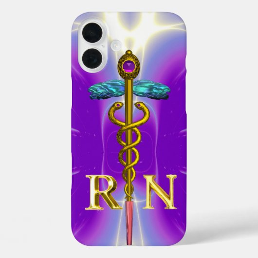 Coques Case-Mate iPhone SYMBOLE INSCRIT CADUCÉE OR INFIRMIÈRE Violet (Verso)
