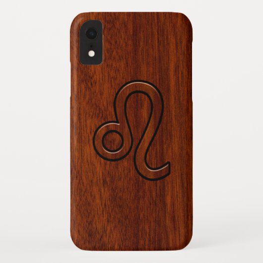 Coques Case-Mate iPhone Symbole Leo en bois d'acajou (Dos)