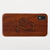 Coques Case-Mate iPhone Symbole Leo en bois d'acajou (Dos (Horizontal))