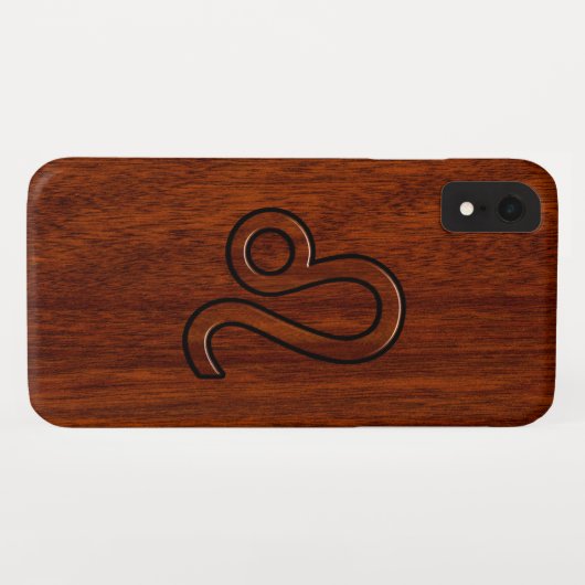 Coques Case-Mate iPhone Symbole Leo en bois d'acajou (Dos (Horizontal))