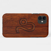 Coques Case-Mate iPhone Symbole Leo en bois d'acajou (Dos (Horizontal))