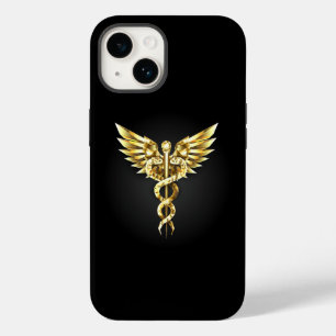 Coque Pour iPhone 14 Symbole Polygonal Or Caduceus