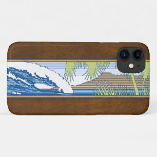 Coque Case-Mate Pour iPhone SYMBOLE Surf Ala Moana Hawaiian Faux Koa Wood