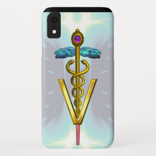 Case-Mate iPhone Case SYMBOLE VÉTÉRINAIRE DE CADUCE D'OR Bleu CLAIR Turq