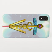Coques Case-Mate iPhone SYMBOLE VÉTÉRINAIRE DE CADUCE D'OR Bleu CLAIR Turq (Dos (Horizontal))