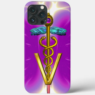 Case-Mate iPhone Case SYMBOLE VÉTÉRINAIRE DE CADUCE D'OR / Fuchsia rose