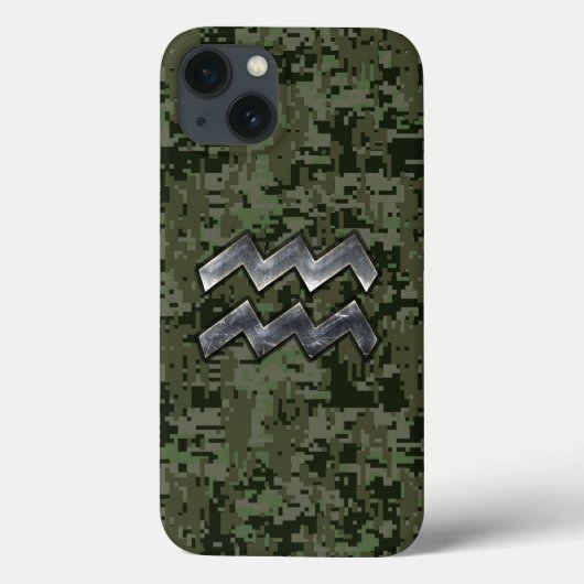 Coques Case-Mate iPhone Symbole Zodiaque Aquarius sur le camouflage numéri (Verso)