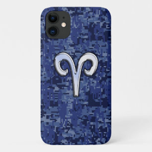 Coque Case-Mate Pour iPhone SYMBOLE Zodiaque Aries Camouflage numérique bleu
