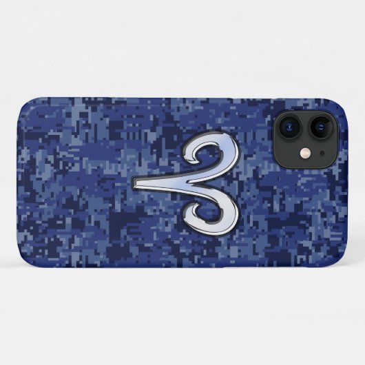 Coques Case-Mate iPhone SYMBOLE Zodiaque Aries Camouflage numérique bleu (Dos (Horizontal))