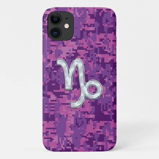 Coques Case-Mate iPhone SYMBOLE Zodiaque Capricorne sur Camo Fuchsia (Dos)