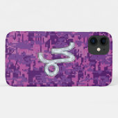 Coques Case-Mate iPhone SYMBOLE Zodiaque Capricorne sur Camo Fuchsia (Dos (Horizontal))