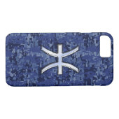 Coques Case-Mate iPhone Symbole zodiaque Pisces Camouflage numérique bleu  (Dos (Horizontal))