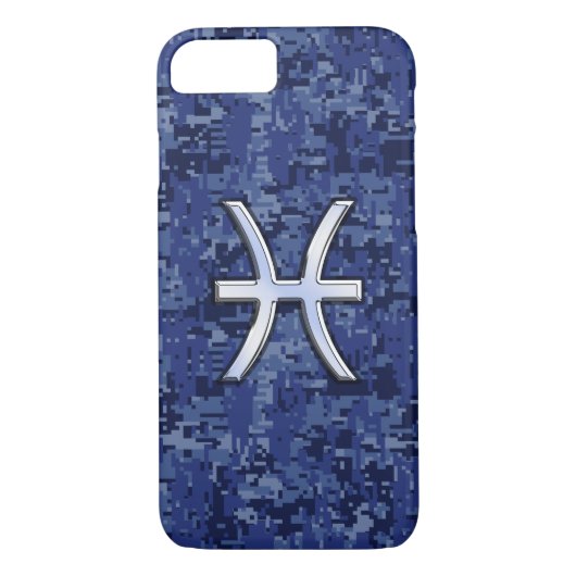 Coques Case-Mate iPhone Symbole zodiaque Pisces Camouflage numérique bleu  (Dos)