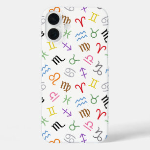 Coques iPhone 16 Plus Symboles des signes d'astrologie Couleur Motif+Bla