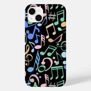 Coque Pour iPhone 14 Plus Symboles et notes musicales Motif pastel Black BG