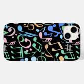 Coques Case-Mate iPhone Symboles et notes musicales Motif pastel Black BG (Verso (horizontal))