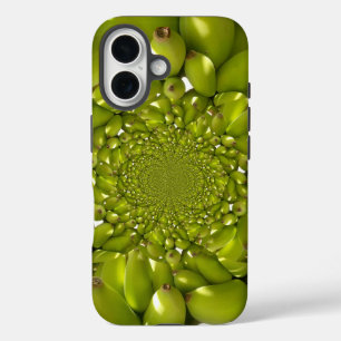 Coques iPhone 16 Symétrie Tropicale   Kaléidoscope de Banane Verte 
