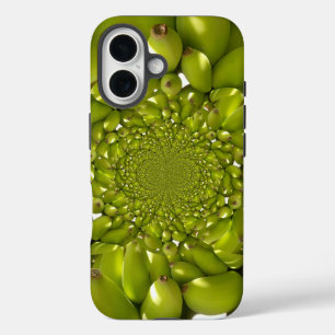 Coques iPhone 16 Symétrie Tropicale Kaléidoscope de Banane Verte