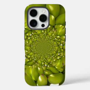Coques iPhone 16 Pro Symétrie Tropicale Kaléidoscope de Banane Verte