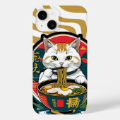 Coques Case-Mate iPhone Sympa Chat Lucky Manger Ramen Bowl Illustration (Verso)