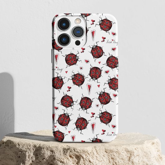 Coques Case-Mate iPhone Sympa Coeurs Ladybug Lovebug Illustration manuscri