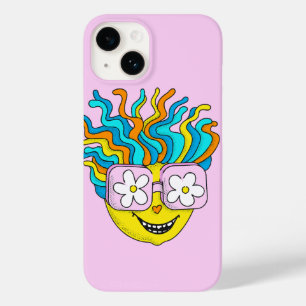 Coque Pour iPhone 14 Sympathique caractère souriant avec lunettes roses