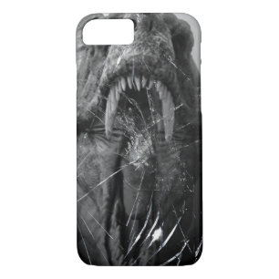 Coque iPhone 7 T-Rex fâché, Tyrannosaurus attaquant, verre cassé