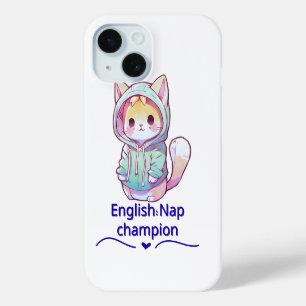 Coque Pour iPhone 15 T-shirt Cute Cat Nap Champion Too