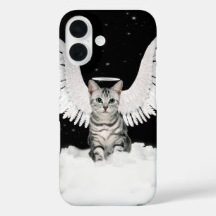 Coques iPhone 16 Tabby Cat Guardian Angel avec ailes