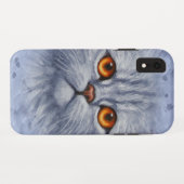 Coques Case-Mate iPhone Tabby Gris Fluffé Chat Kitten Face (Dos (Horizontal))