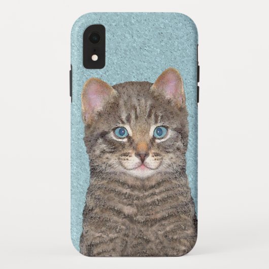 Coques Case-Mate iPhone Tabby Gris Peinture Chat - Cute Original Art Chat (Dos)