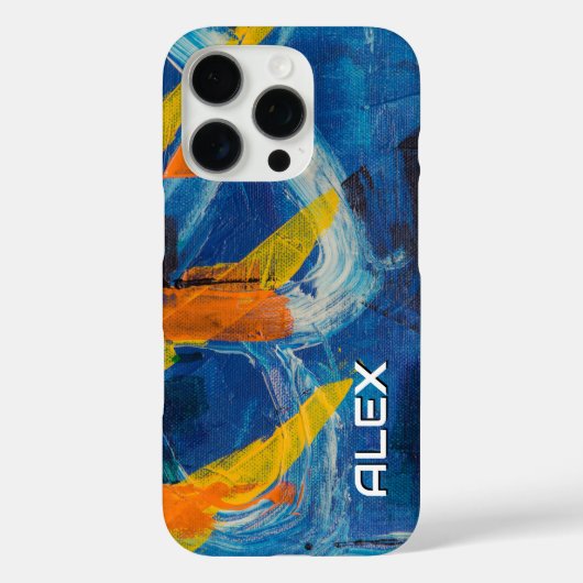 Coques Case-Mate iPhone Tableau Abstrait avec bleu jaune et orange (Verso)