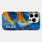 Coques Case-Mate iPhone Tableau Abstrait avec bleu jaune et orange (Verso (horizontal))
