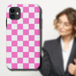 Case-Mate iPhone Case Tableau de À damiers rose et blanc Neon Vintage<br><div class="desc">Tableau de À damiers rose et blanc Neon | VINTAGE | Classique | tendance | Style | Mode | Minimal</div>