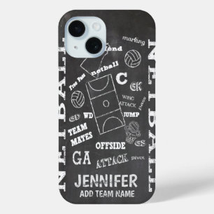 Coque Pour iPhone 15 Tableau de bord de netball personnalisé