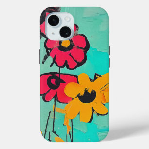 Coque Pour iPhone 15 Tableau Floral contemporain