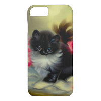 Tableau vintage de chaton noir et blanc