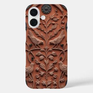 Coques iPhone 16 Tablette en terre cuite Folk Art iPhone 15 Pro Coq